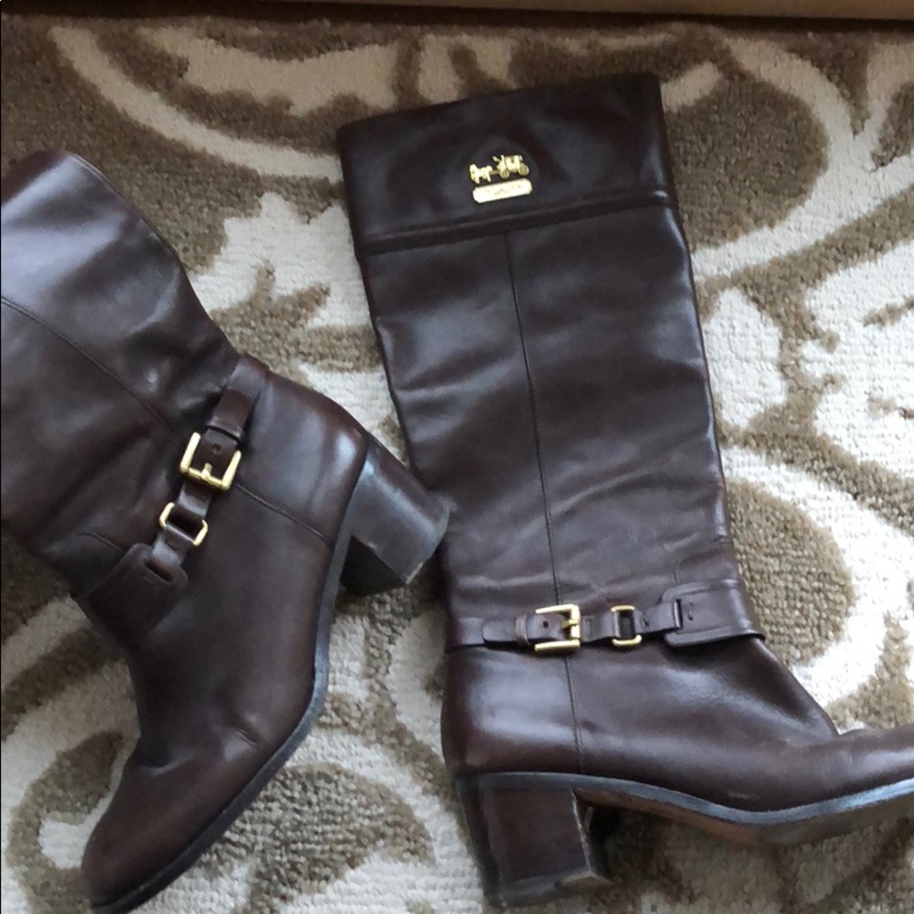 Coach leather brown boots